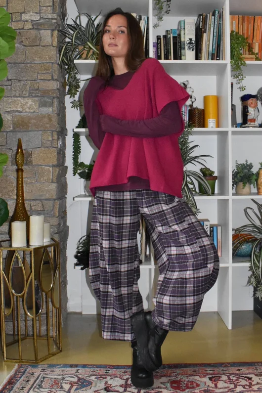 Patrick Plaid Brushed Cotton 7/8 Barrel Pant Fig